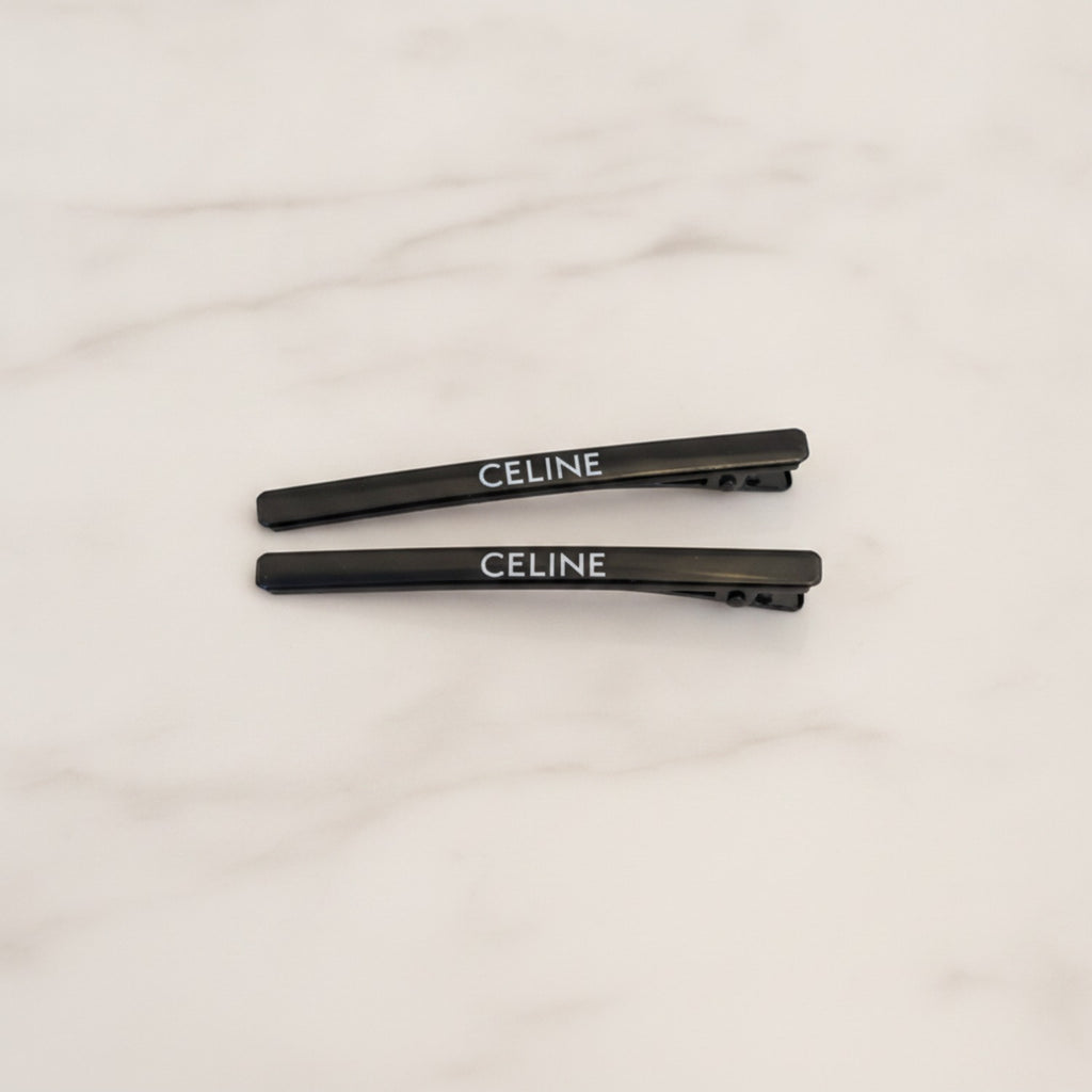 Celine Rectangular Claw Clip Duo - Black