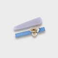 Cream Flower Blue Ribbon Hair Clip Set