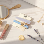 Cream Flower Blue Ribbon Hair Clip Set – hair accessories (view 1)