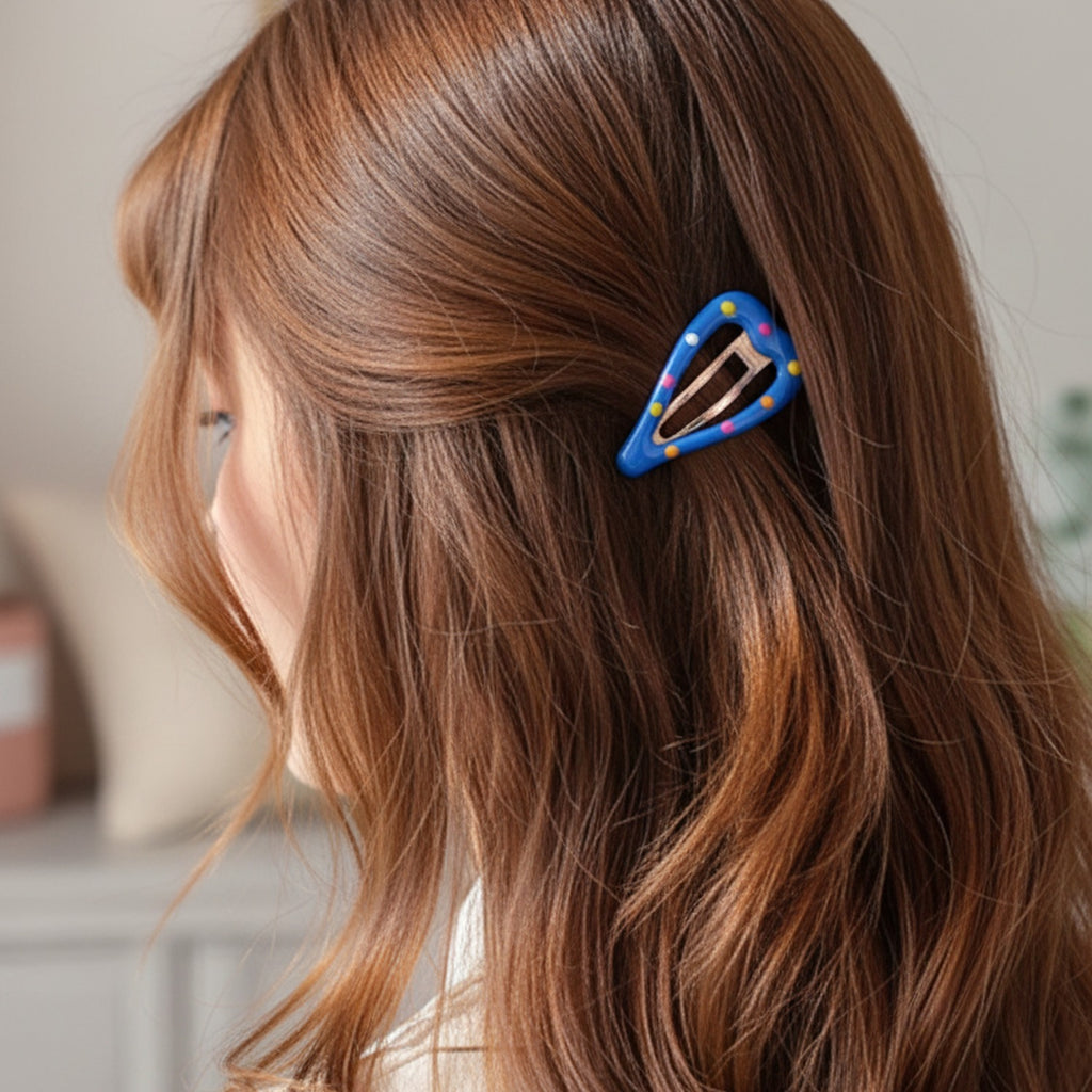 Colorful Heart-Shaped Hair Clips Set With Beads