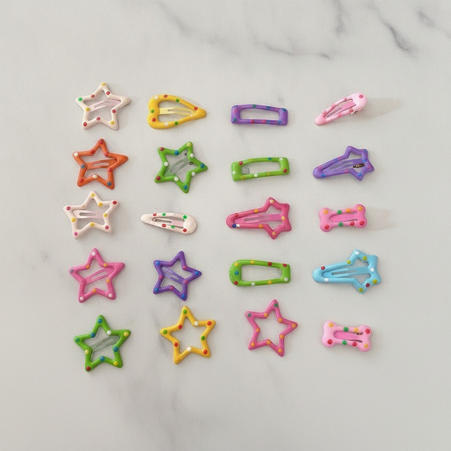 Colorful Heart-Shaped Hair Clips Set With Beads