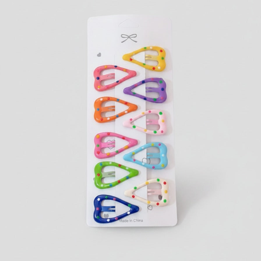 Colorful Heart-Shaped Hair Clips Set With Beads – hair accessories (view 1)