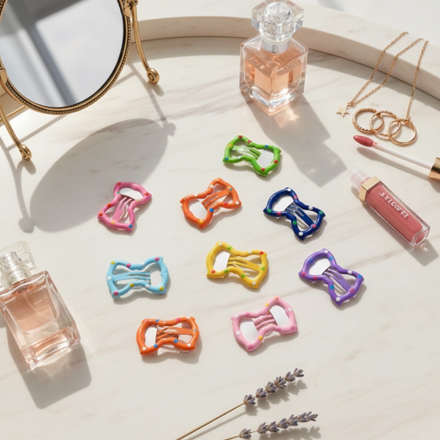 Colorful Bow Hair Clips Set - 12 Pack – hair accessories (view 2)
