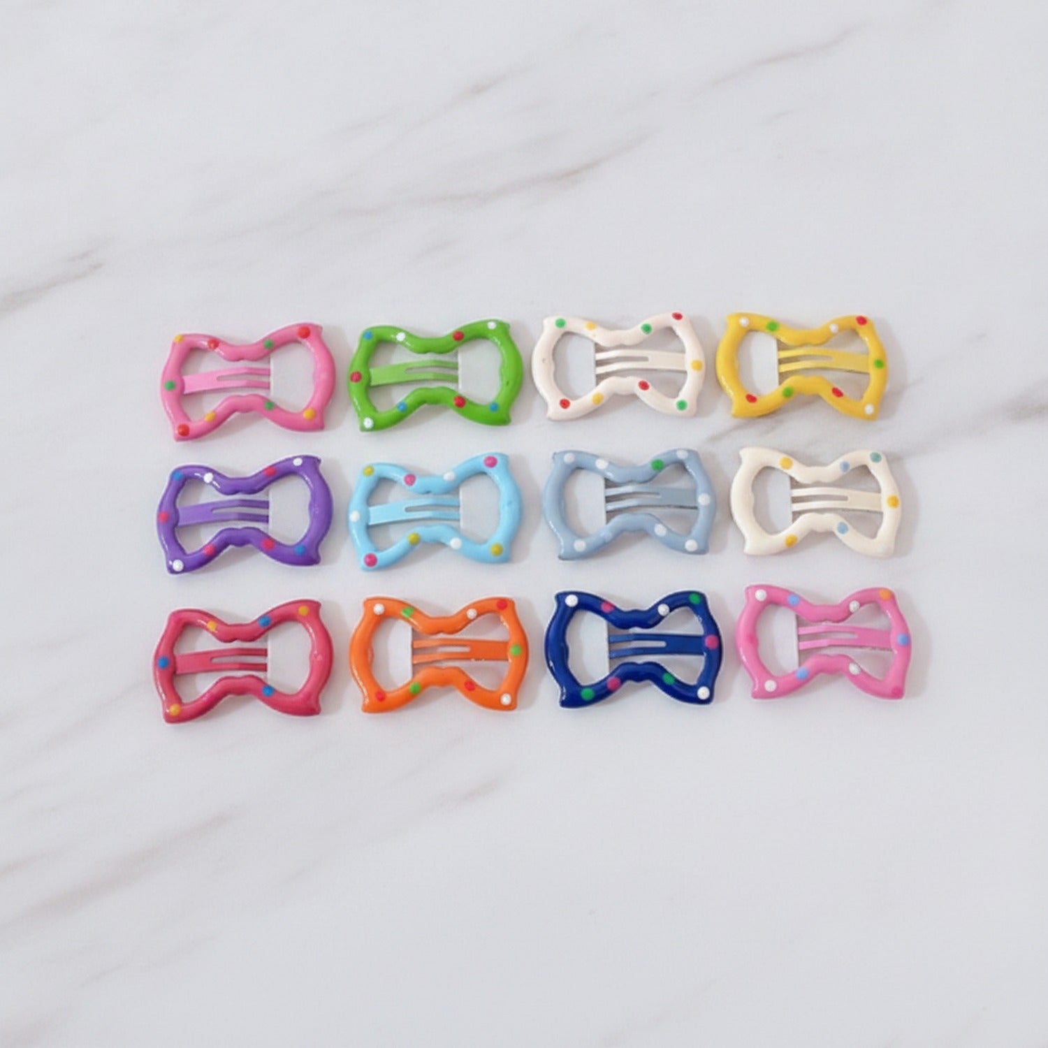 Colorful Bow Hair Clips Set - 12 Pack
