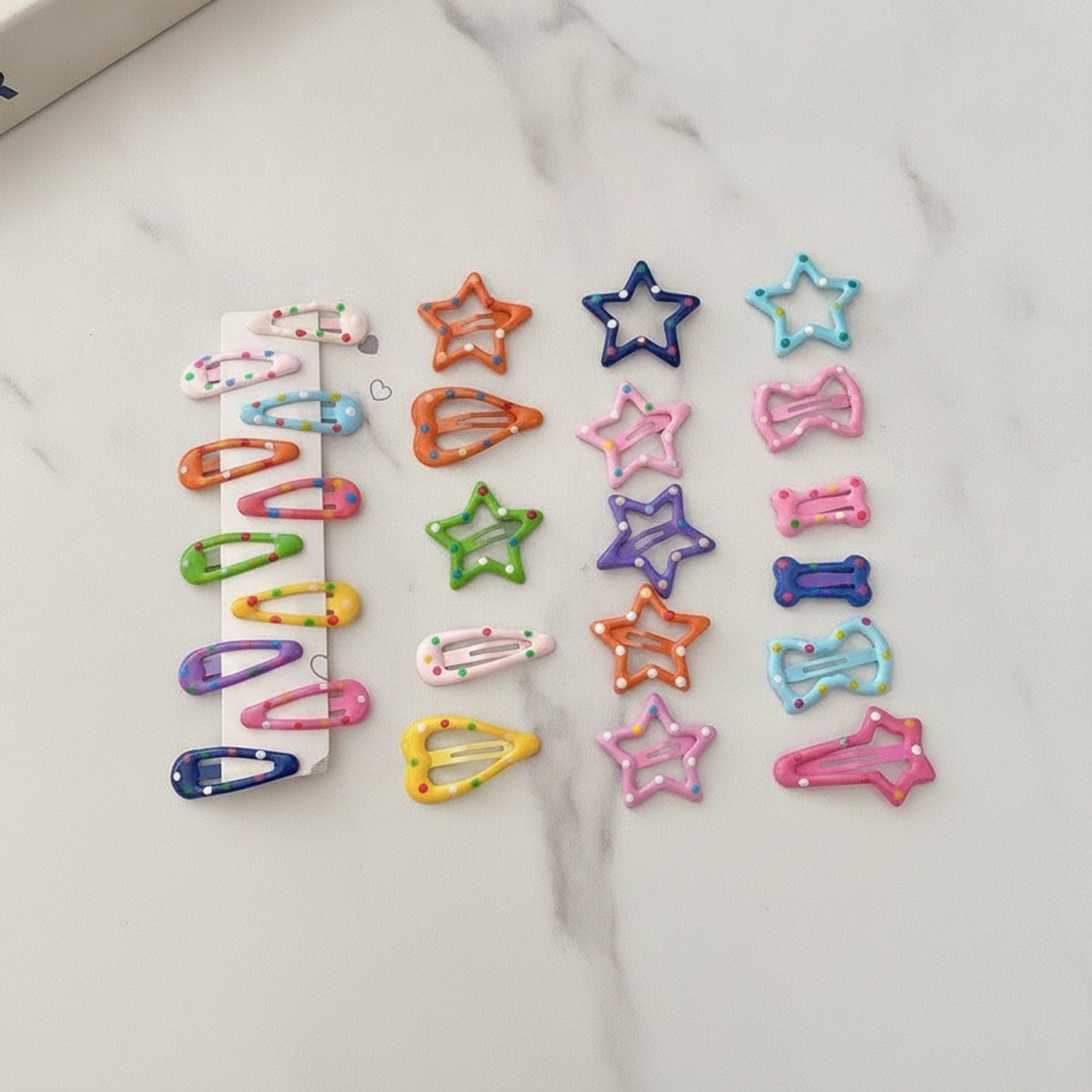 Colorful Snap Hair Clips Set With Heart Details