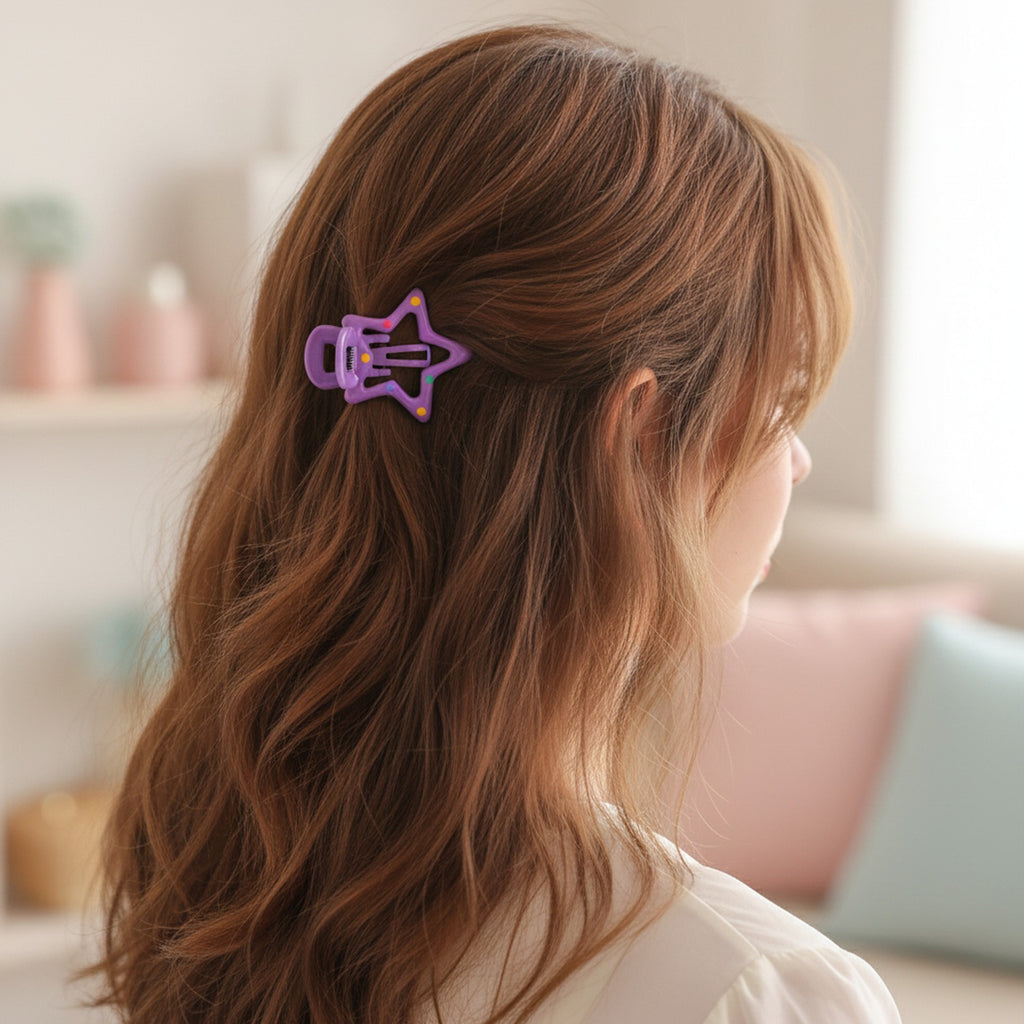 Colorful Star Hair Clips Set With Rhinestones
