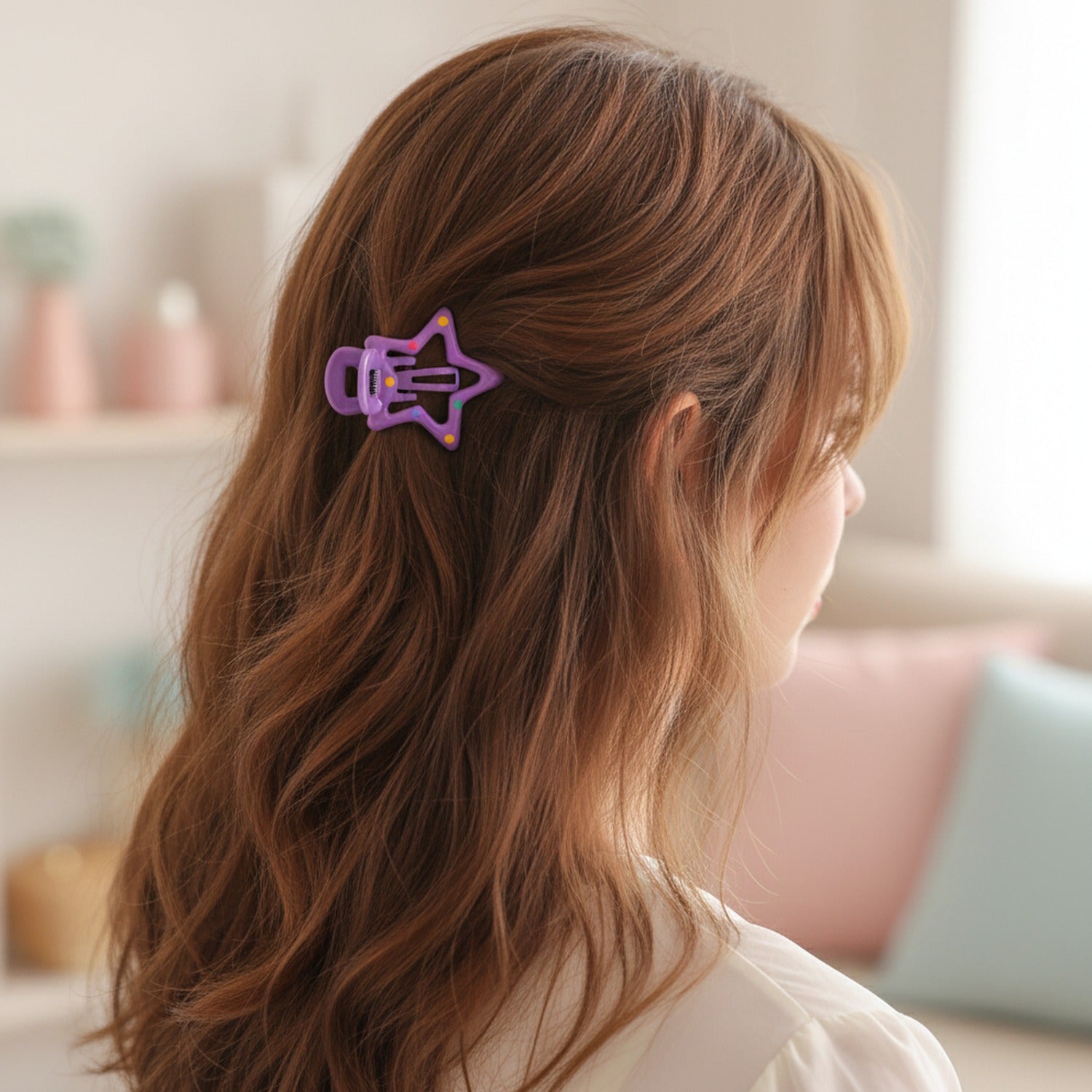 Colorful Star Hair Clips Set With Rhinestones