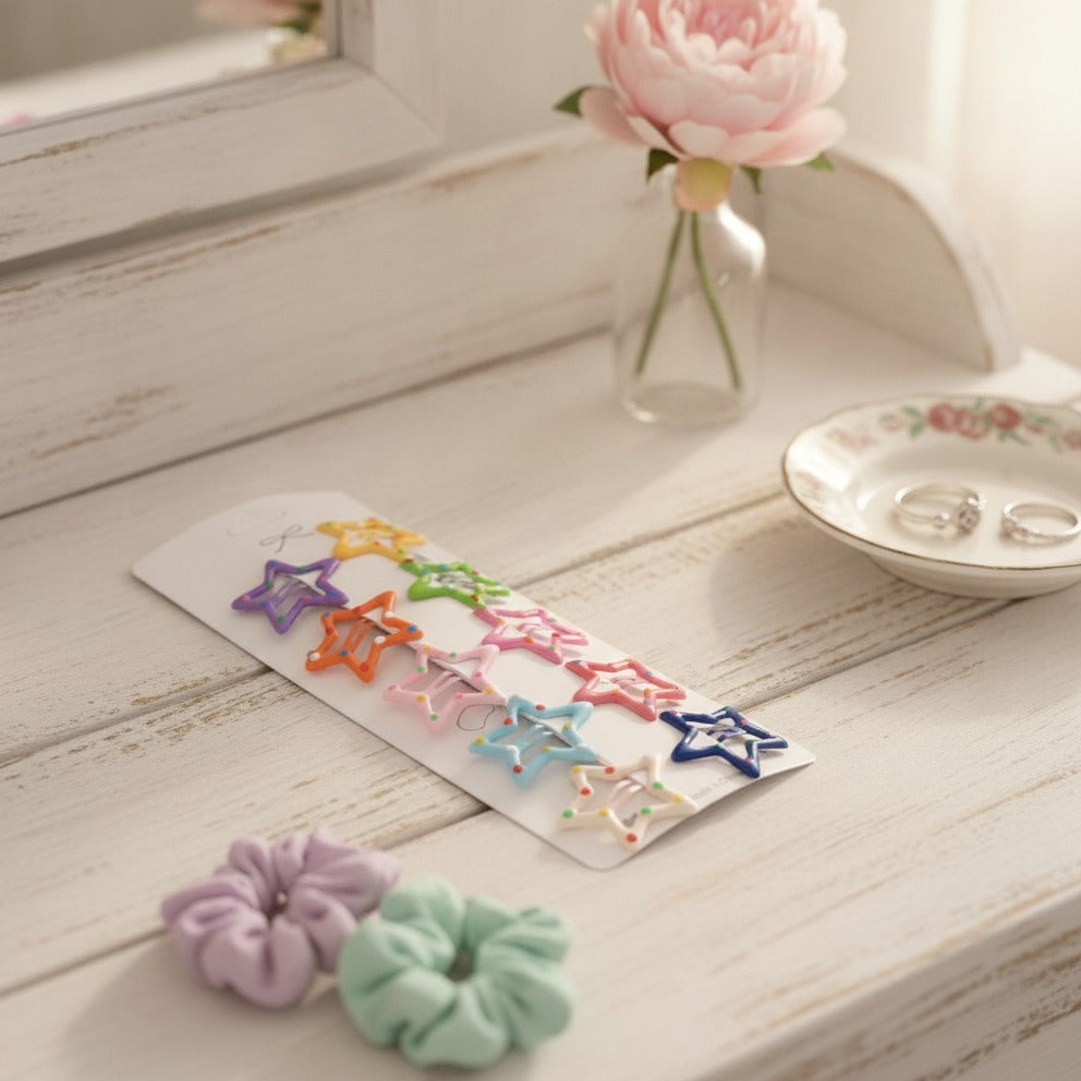 Colorful Star Hair Clips Set With Rhinestones – hair accessories (view 2)
