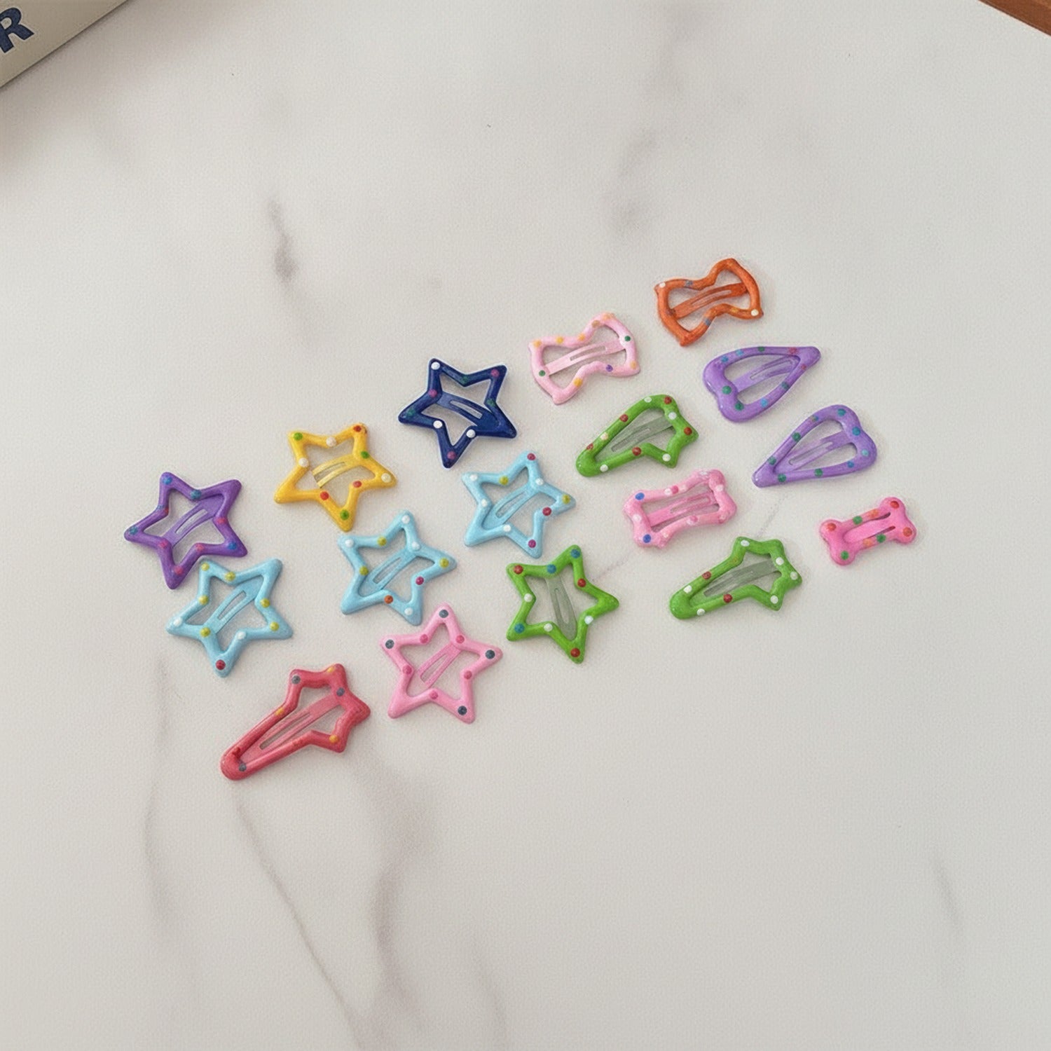 Colorful Beaded Bone Hair Clips Set