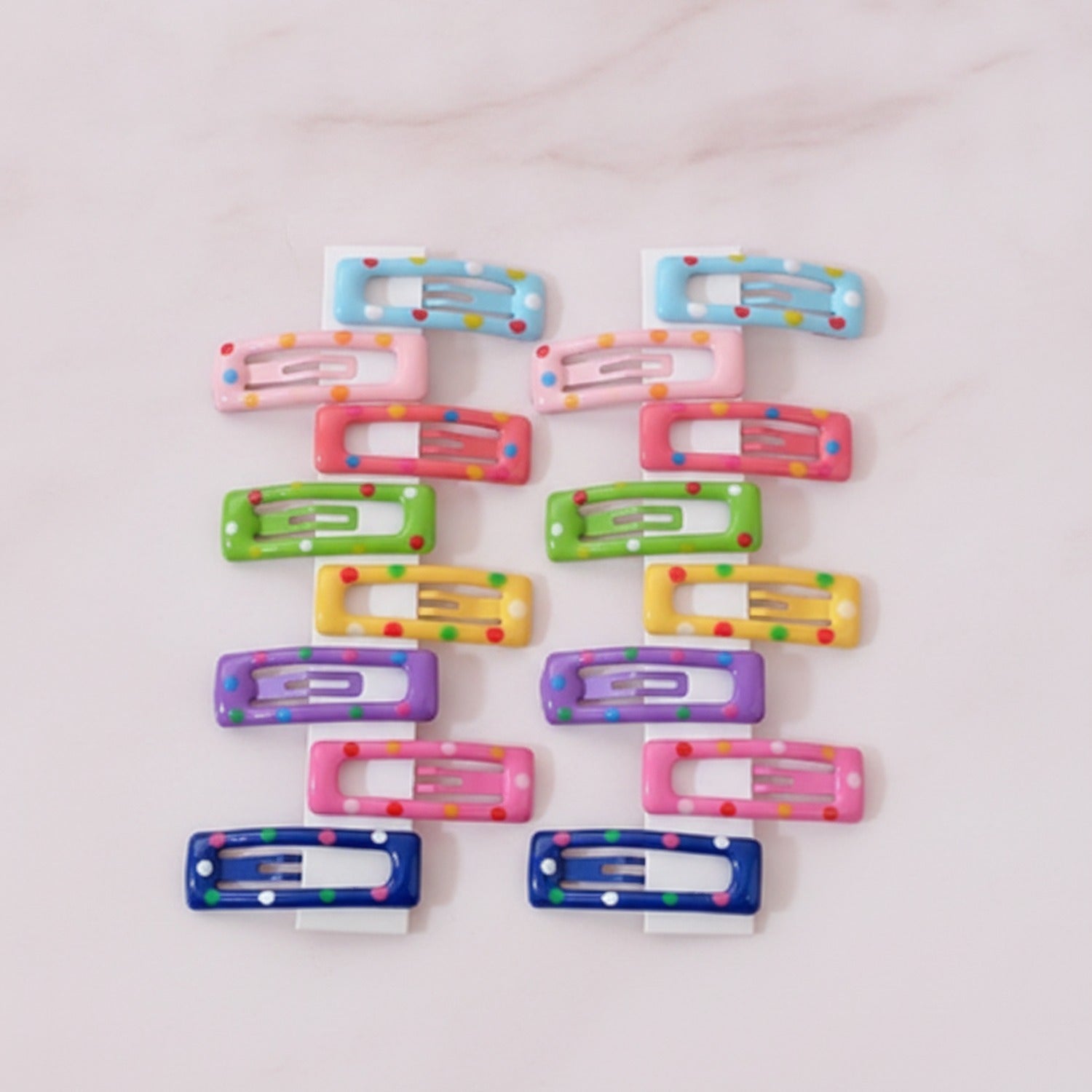 Colorful Beaded Hair Clips Set With Hearts