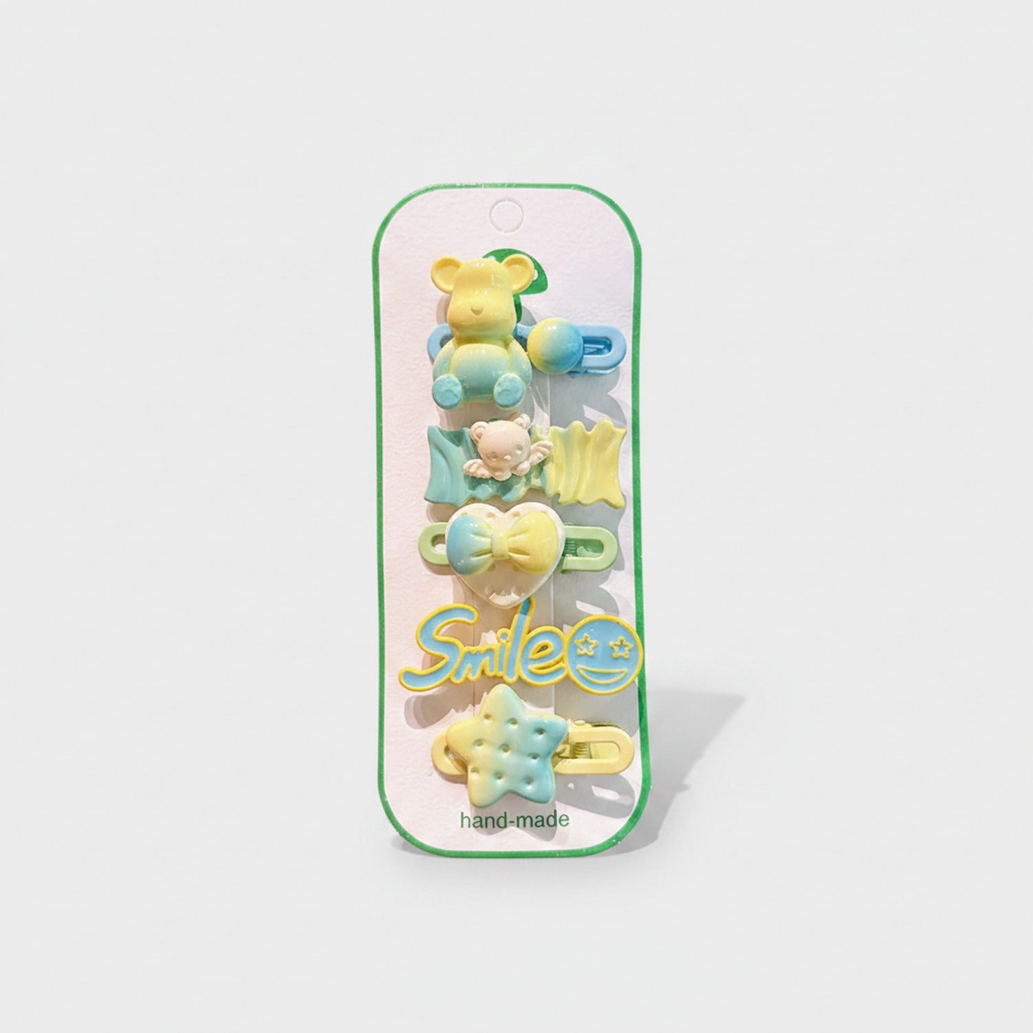 Pastel Bear Star Heart Hair Clip Set