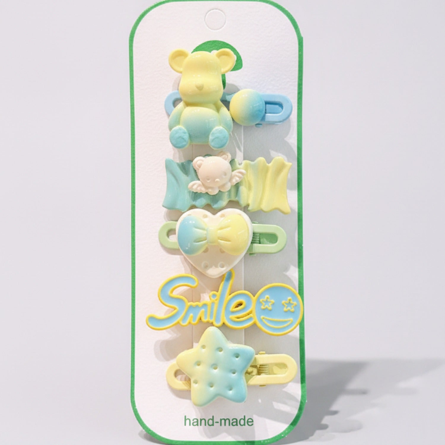 Pastel Bear Star Heart Hair Clip Set