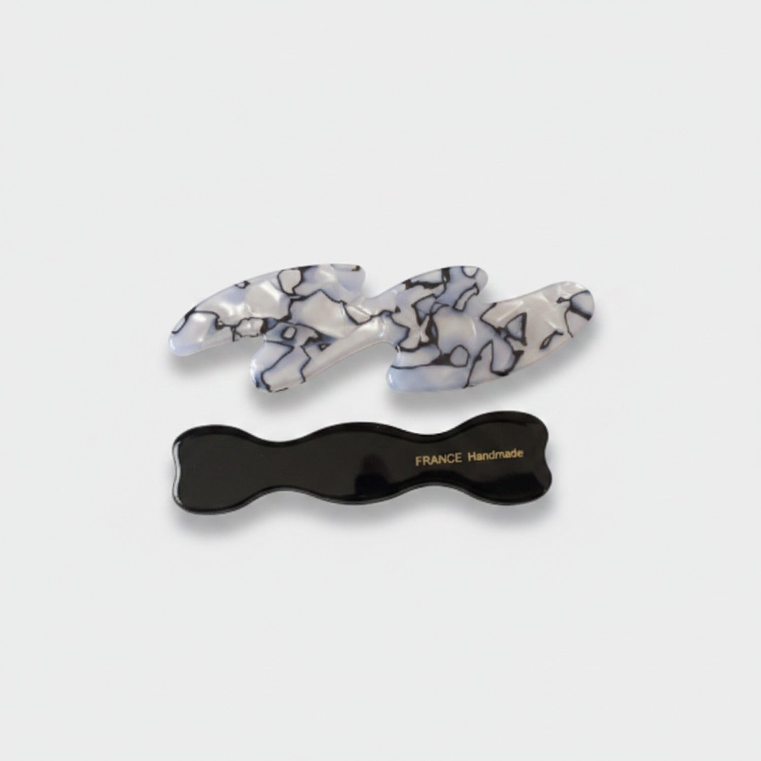 Blue Marble Polymer Hair Clips Set
