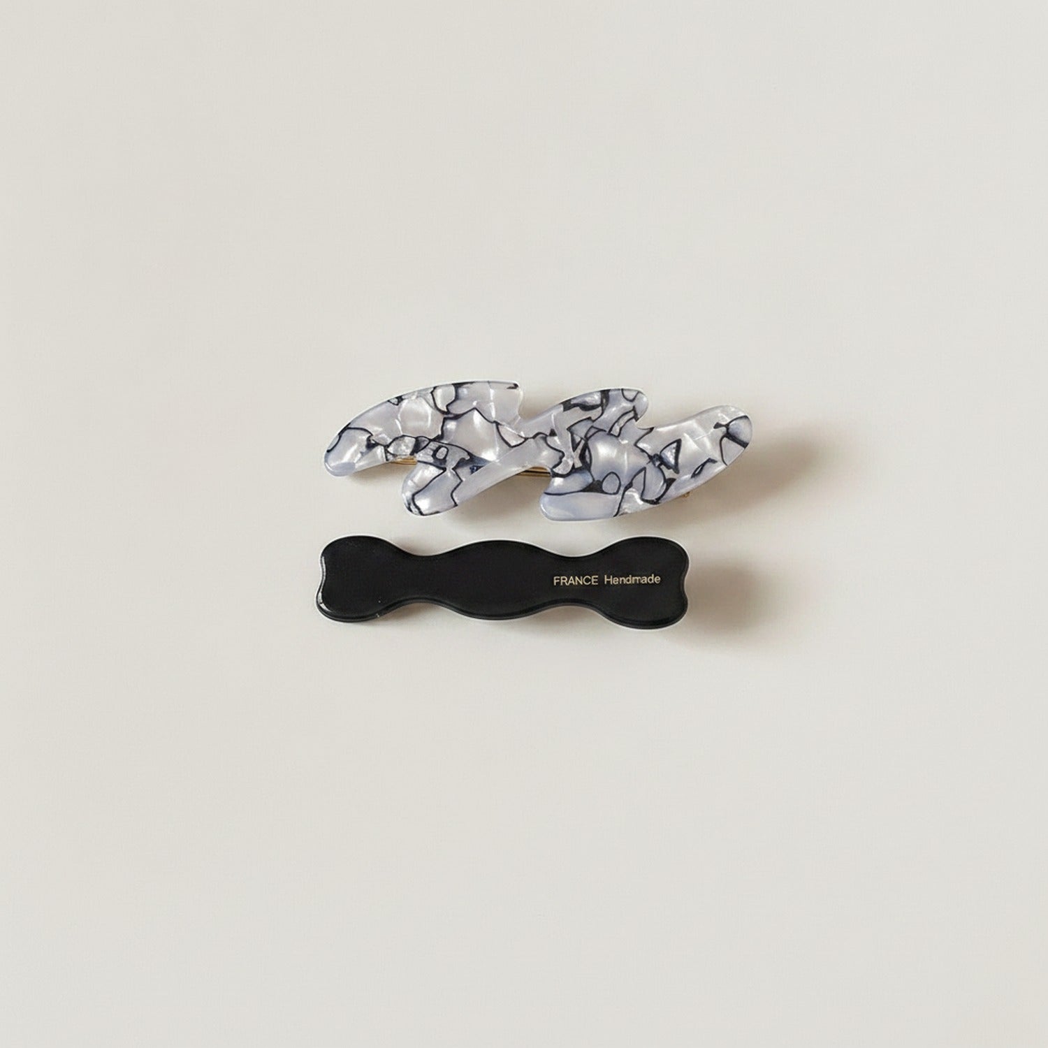 Blue Marble Polymer Hair Clips Set