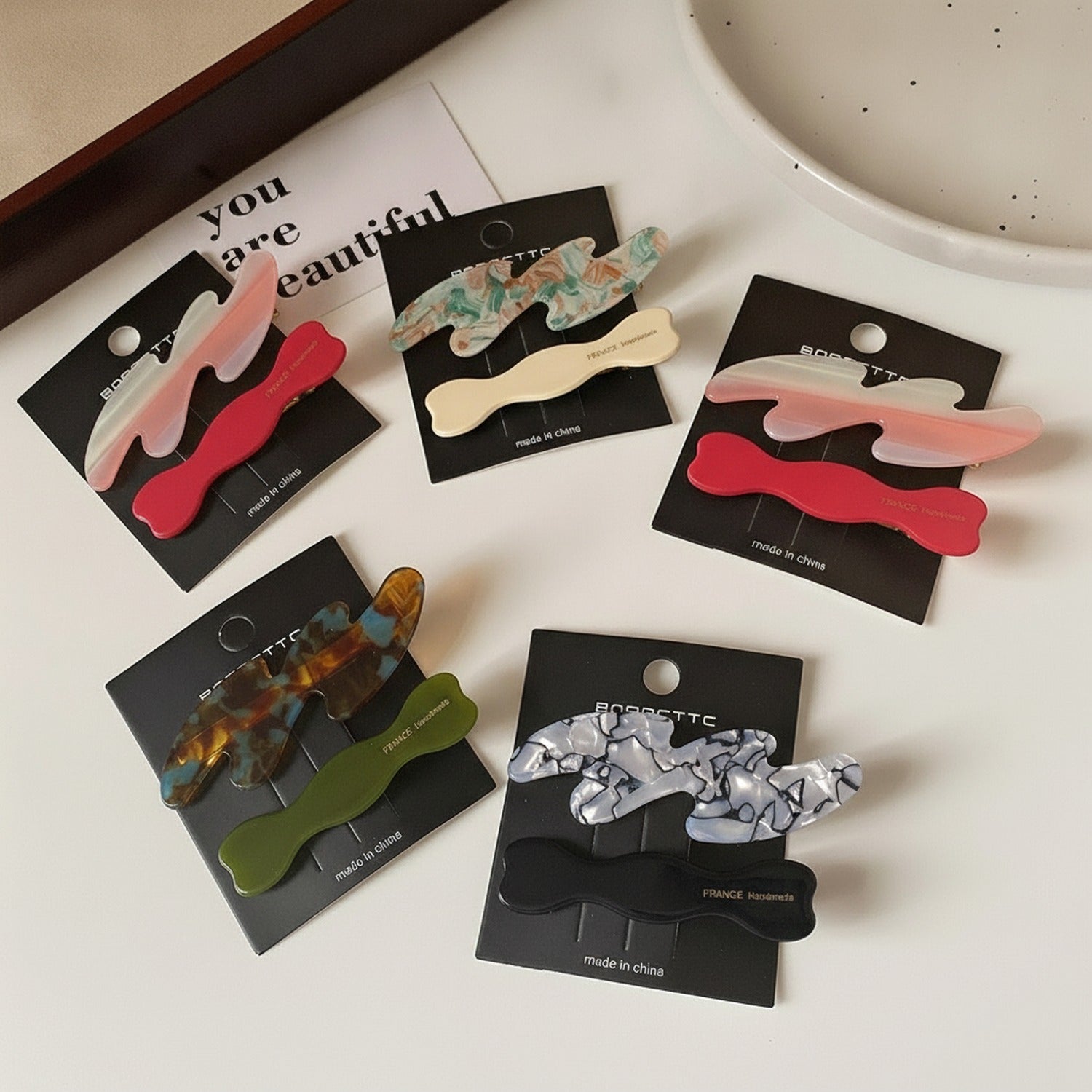 Wavy Tortoiseshell Hair Clip Set