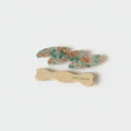 Floral Leaf Hair Clip Set With Wooden Barrette