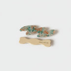 Floral Leaf Hair Clip Set With Wooden Barrette