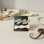 Floral Leaf Hair Clip Set With Wooden Barrette – hair accessories (view 2)