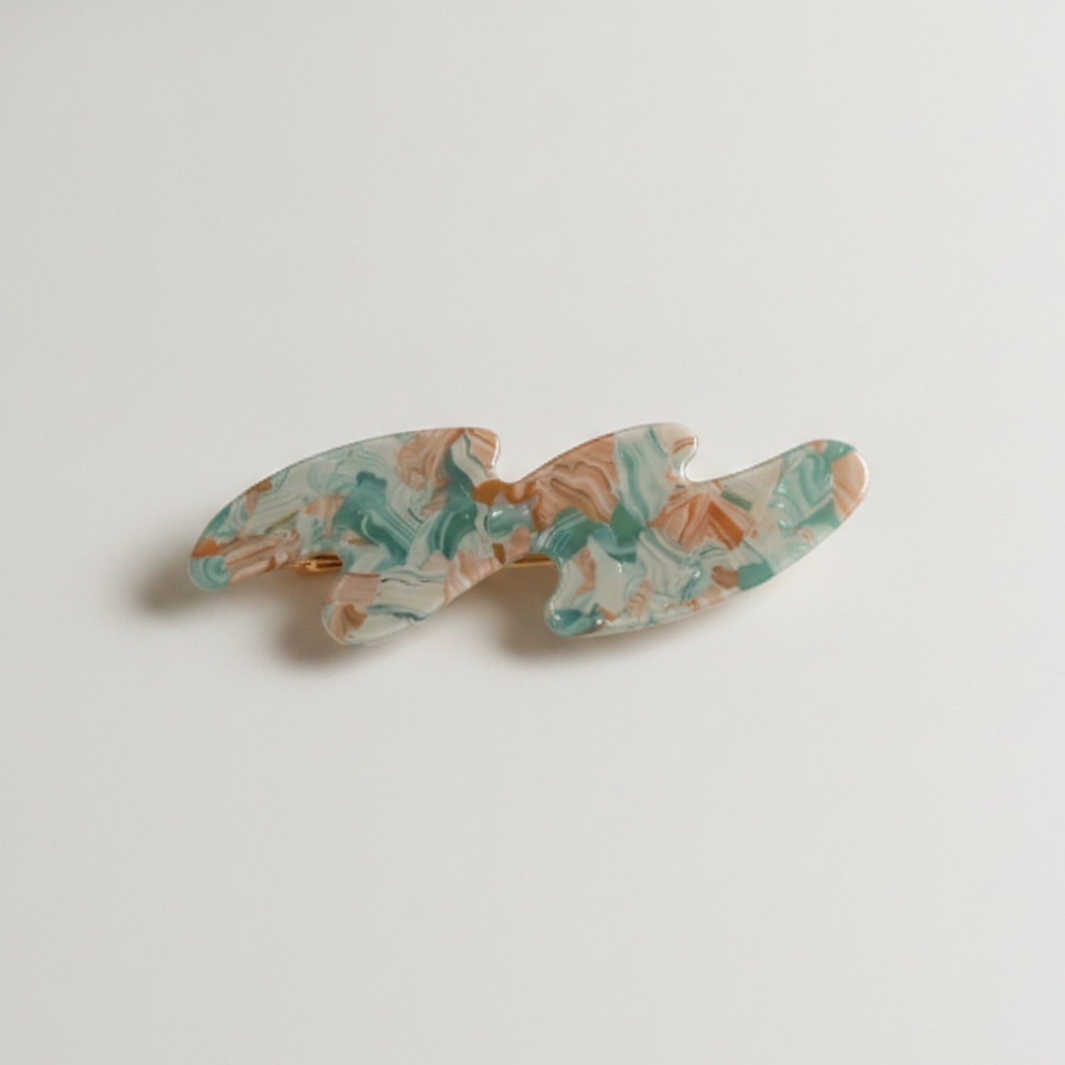Floral Leaf Hair Clip Set With Wooden Barrette