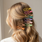 Colorful Heart Hair Clips Set Rainbow