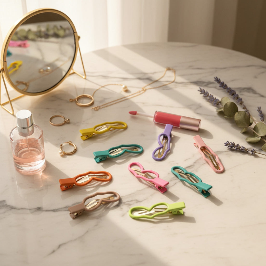 Colorful Heart Hair Clips Set Rainbow – hair accessories (view 2)