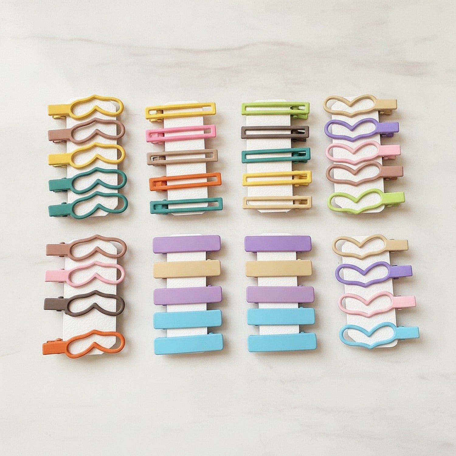 Colorful Heart Hair Clips Set Rainbow