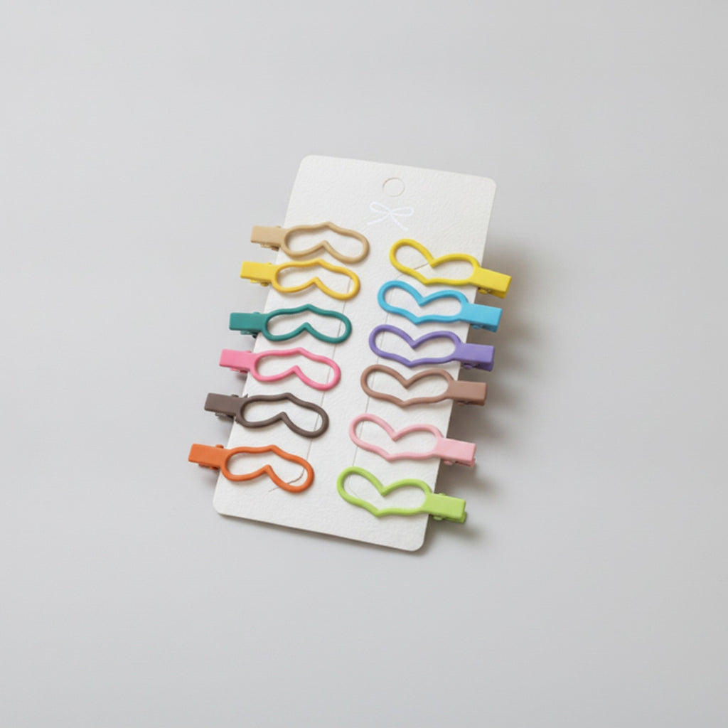 Colorful Heart Hair Clips Set Rainbow – hair accessories (view 1)