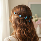 Blue Butterfly Hair Clips Set