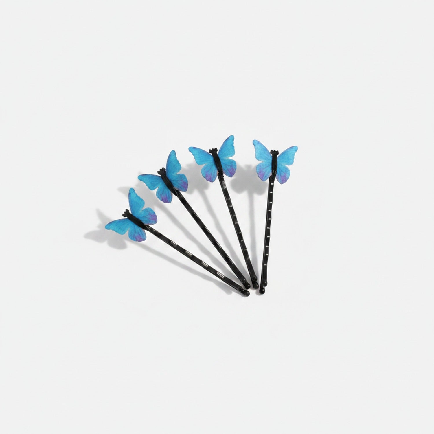 Blue Butterfly Hair Clips Set