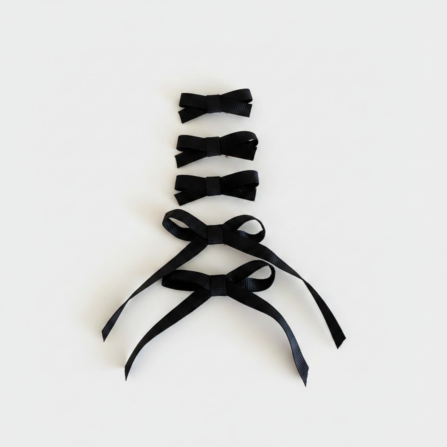 Black Grosgrain Bow Hair Clips Set