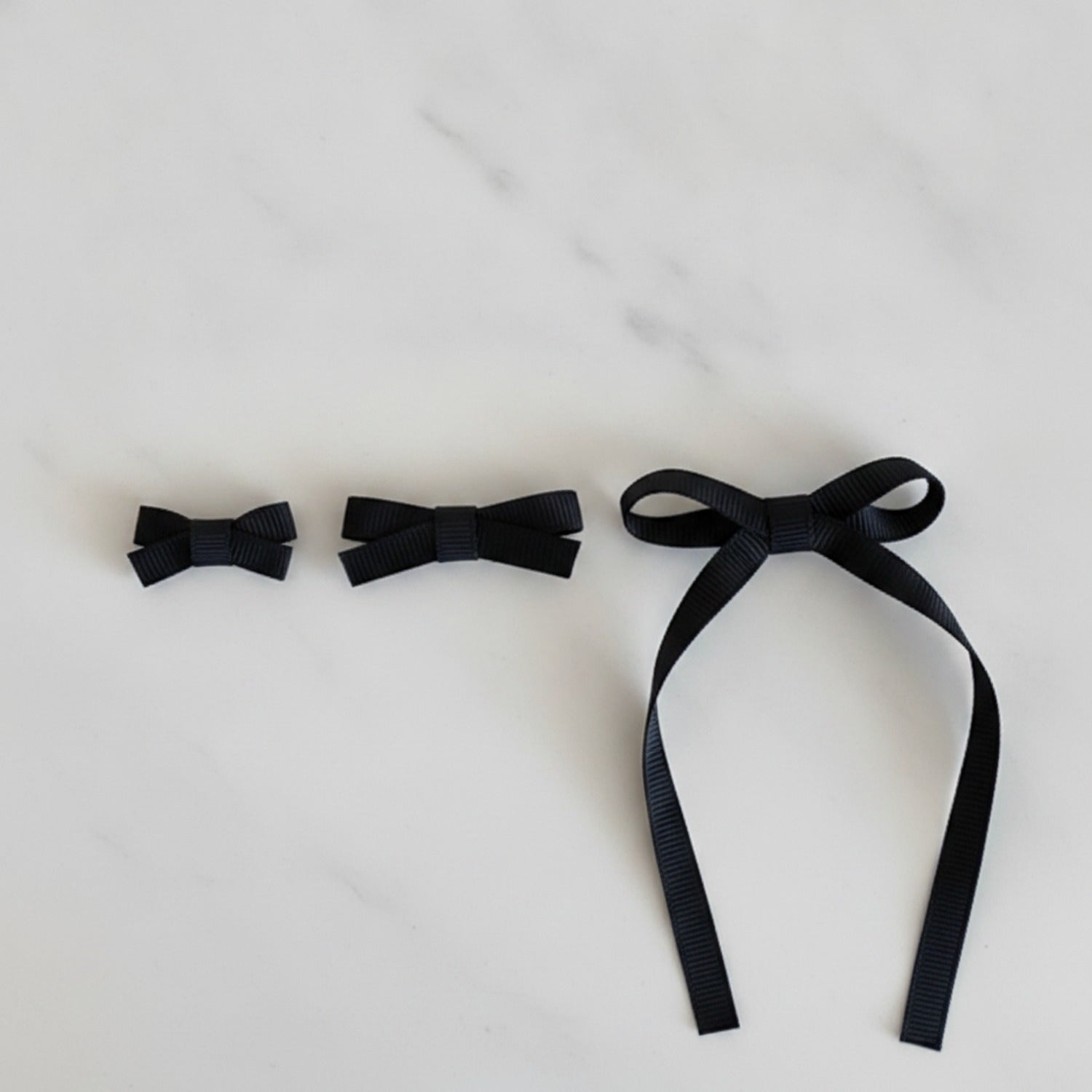Black Grosgrain Bow Hair Clips Set
