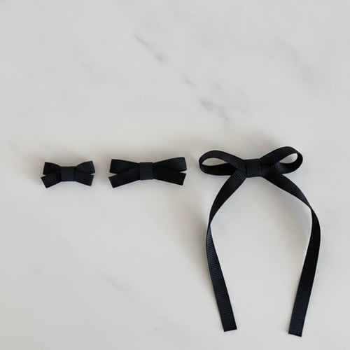 Black Grosgrain Bow Hair Clips Set