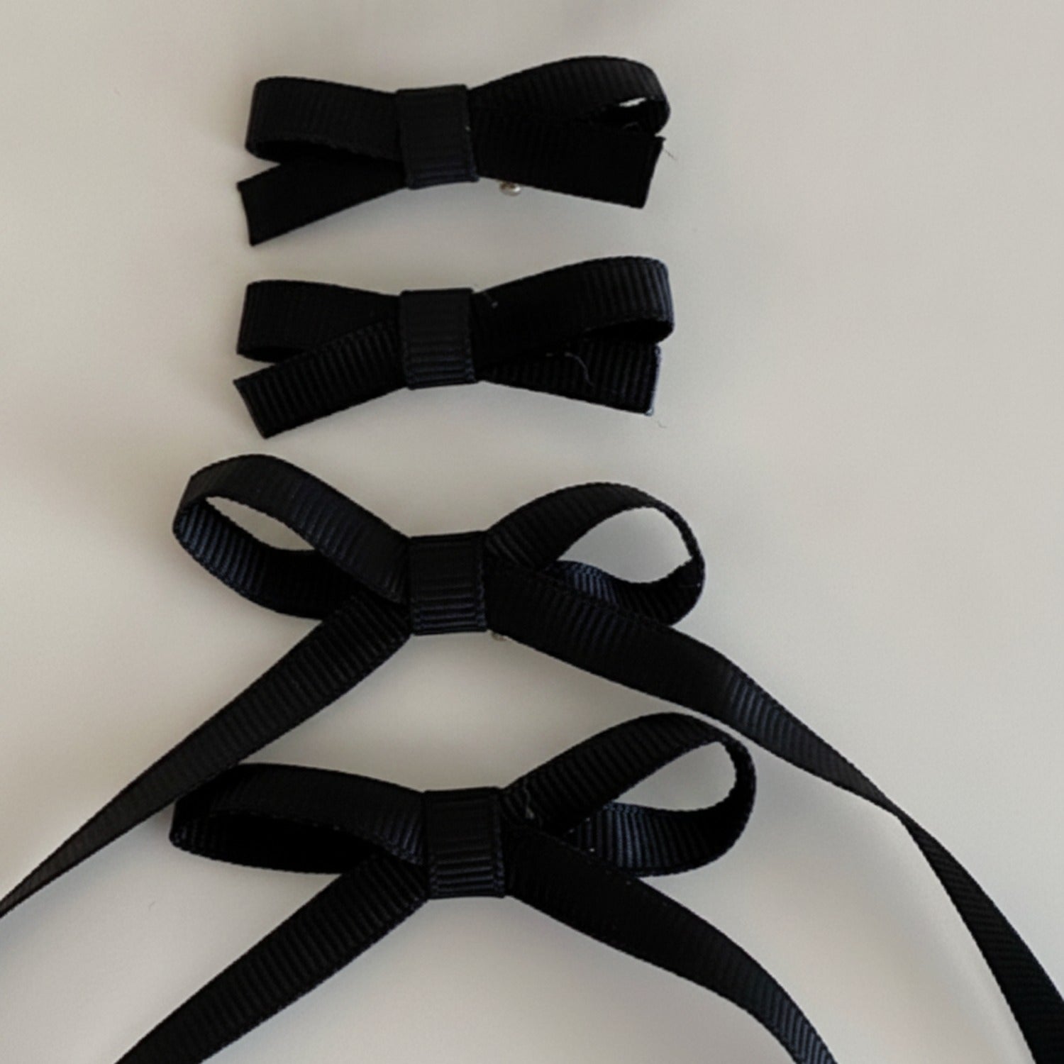 Black Grosgrain Bow Hair Clips Set