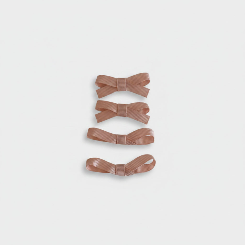 Grosgrain Bow Hair Clips Set Rose Gold