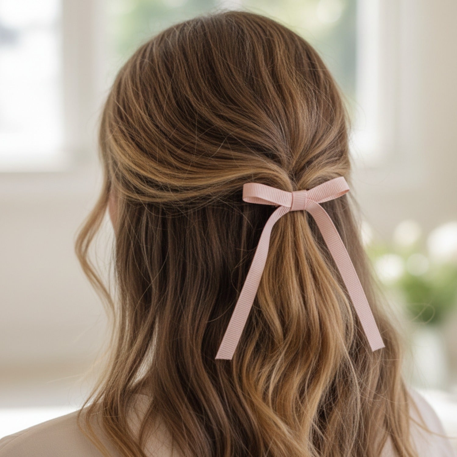 Grosgrain Bow Hair Clips Set Rose Gold