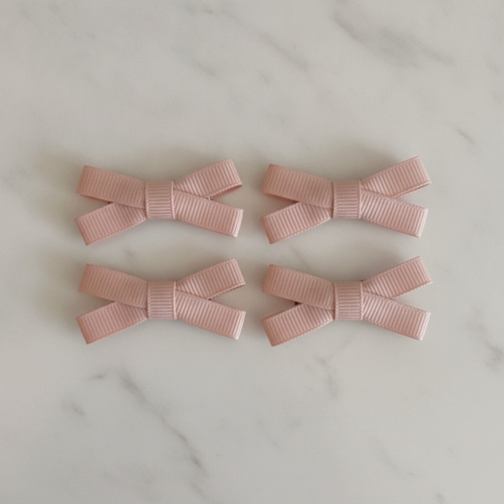 Grosgrain Bow Hair Clips Set Rose Gold – hair accessories (view 2)