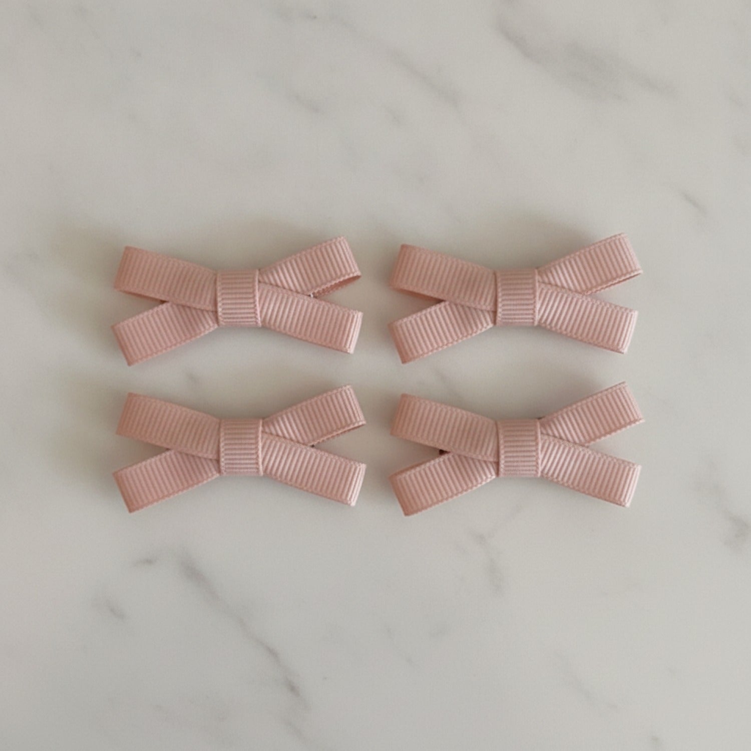 Grosgrain Bow Hair Clips Set Rose Gold