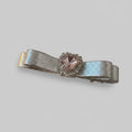 Metallic Blue Ribbon Hair Clip With Rhinestone Center