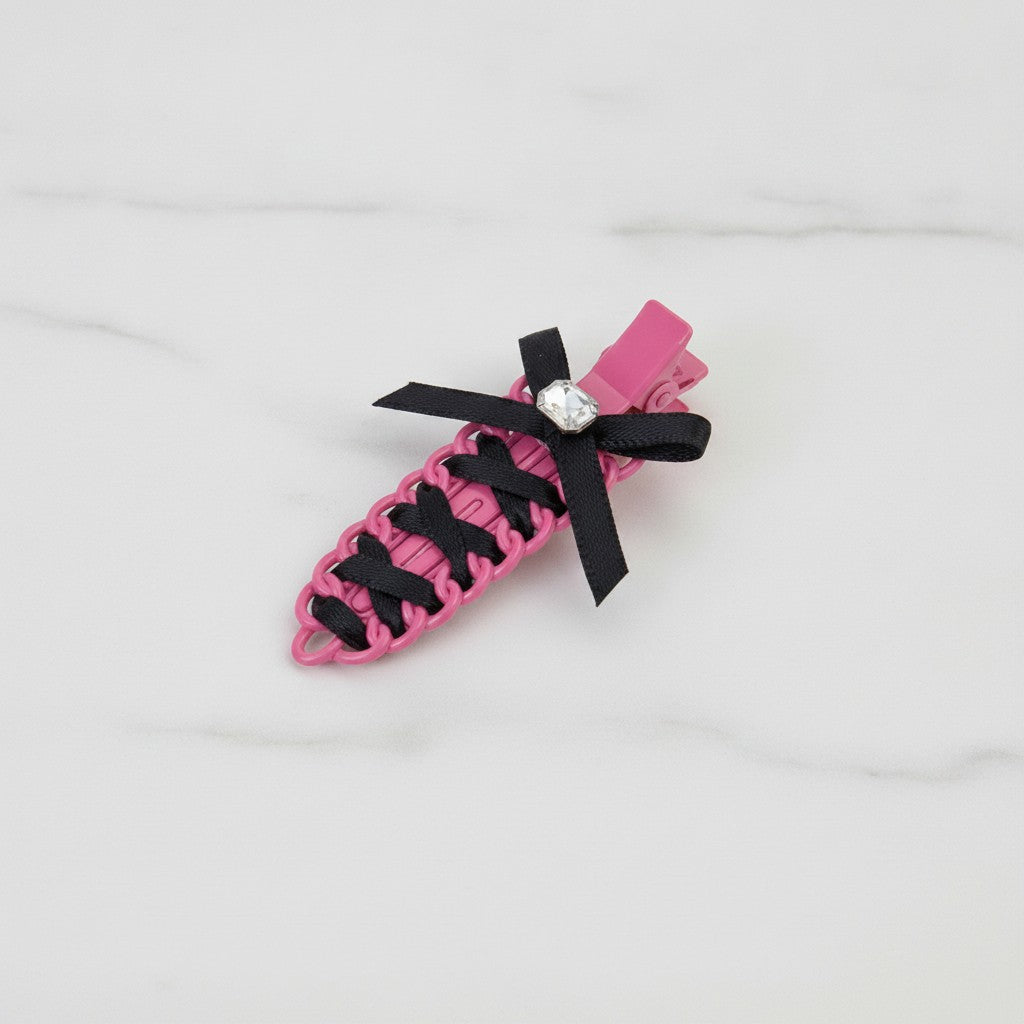 Black Bow Pink Claw Hair Clip – hair accessories (view 3)