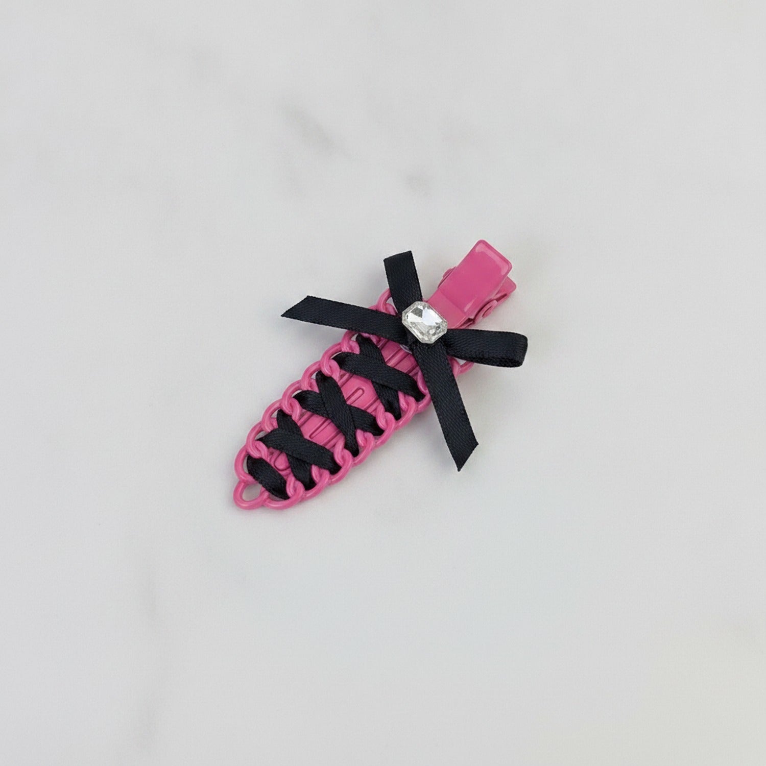 Black Bow Pink Claw Hair Clip