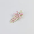 Cream Woven Hair Clip With Pink Ribbon Bow – hair accessories (view 1)