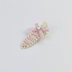 Cream Woven Hair Clip With Pink Ribbon Bow – hair accessories (view 1)
