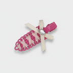Pink Scalloped Hair Clip With Cream Ribbon