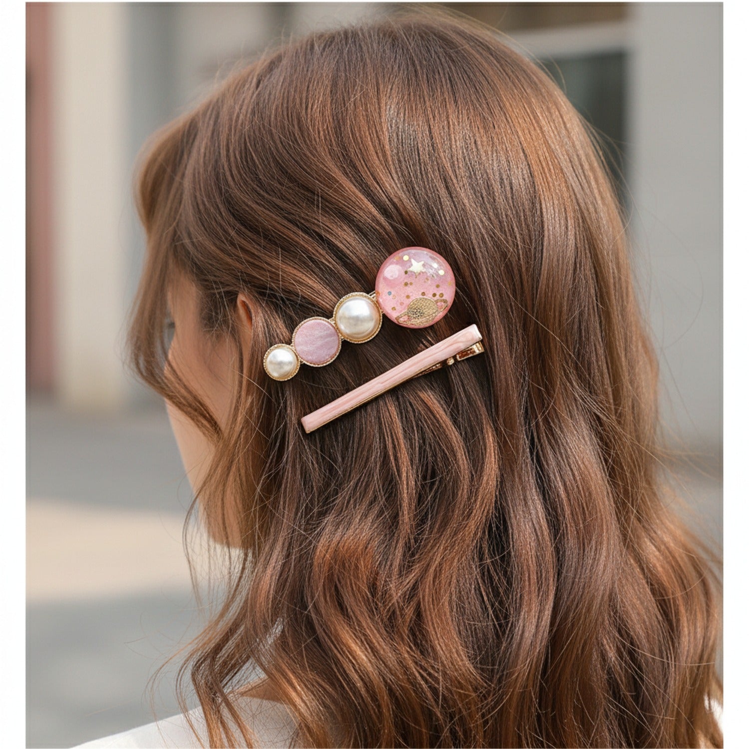 Pearl & Planet Pink Hair Clip Set