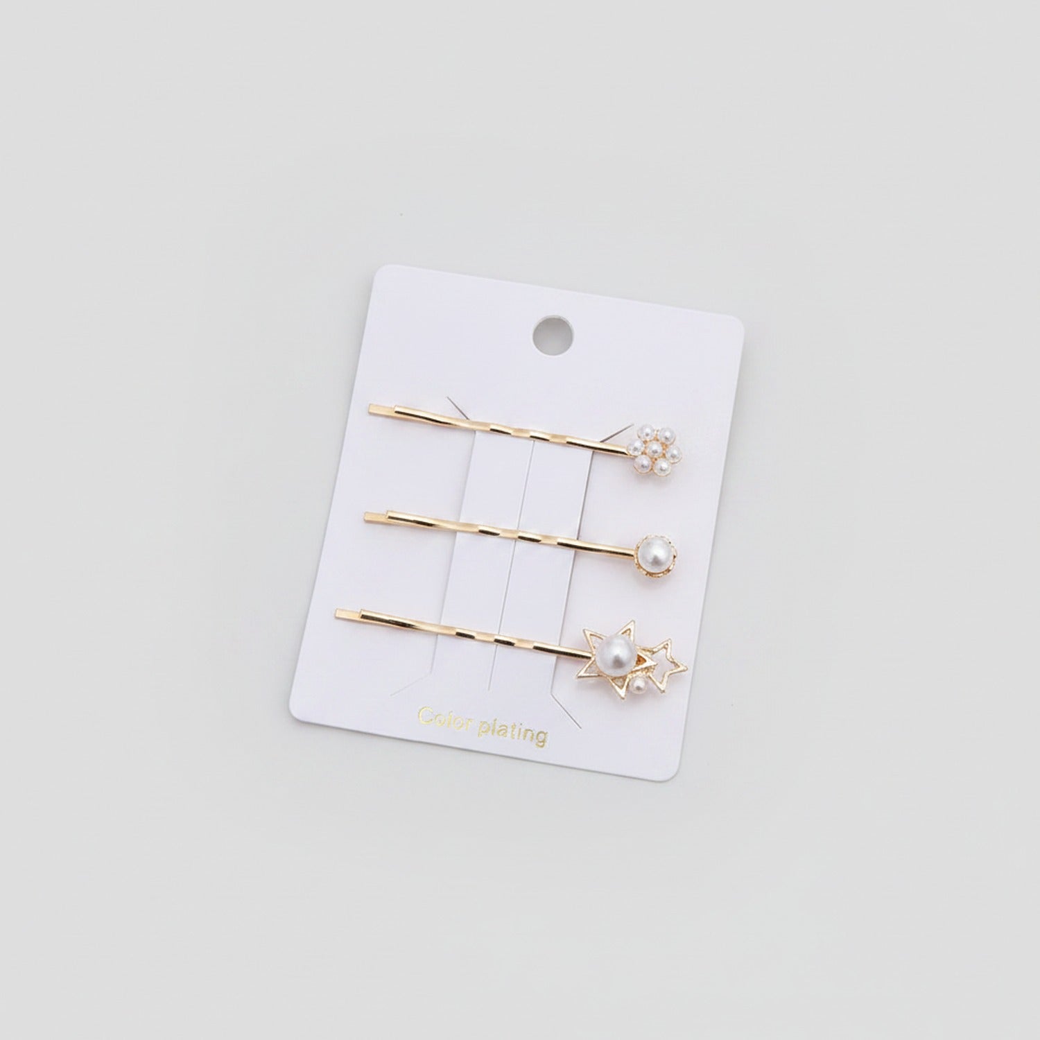 Pearl And Star Gold Hair Clips Set