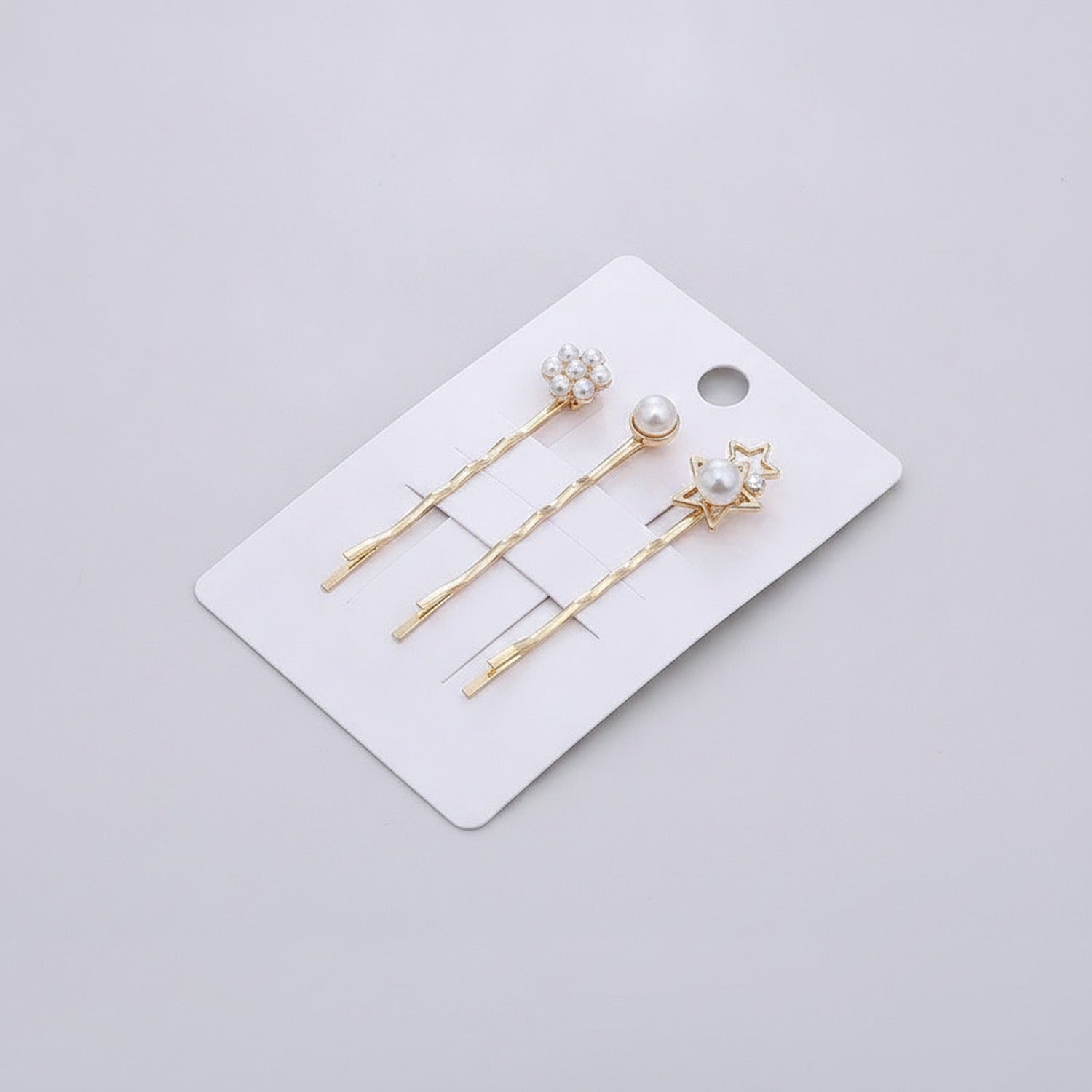 Pearl And Star Gold Hair Clips Set