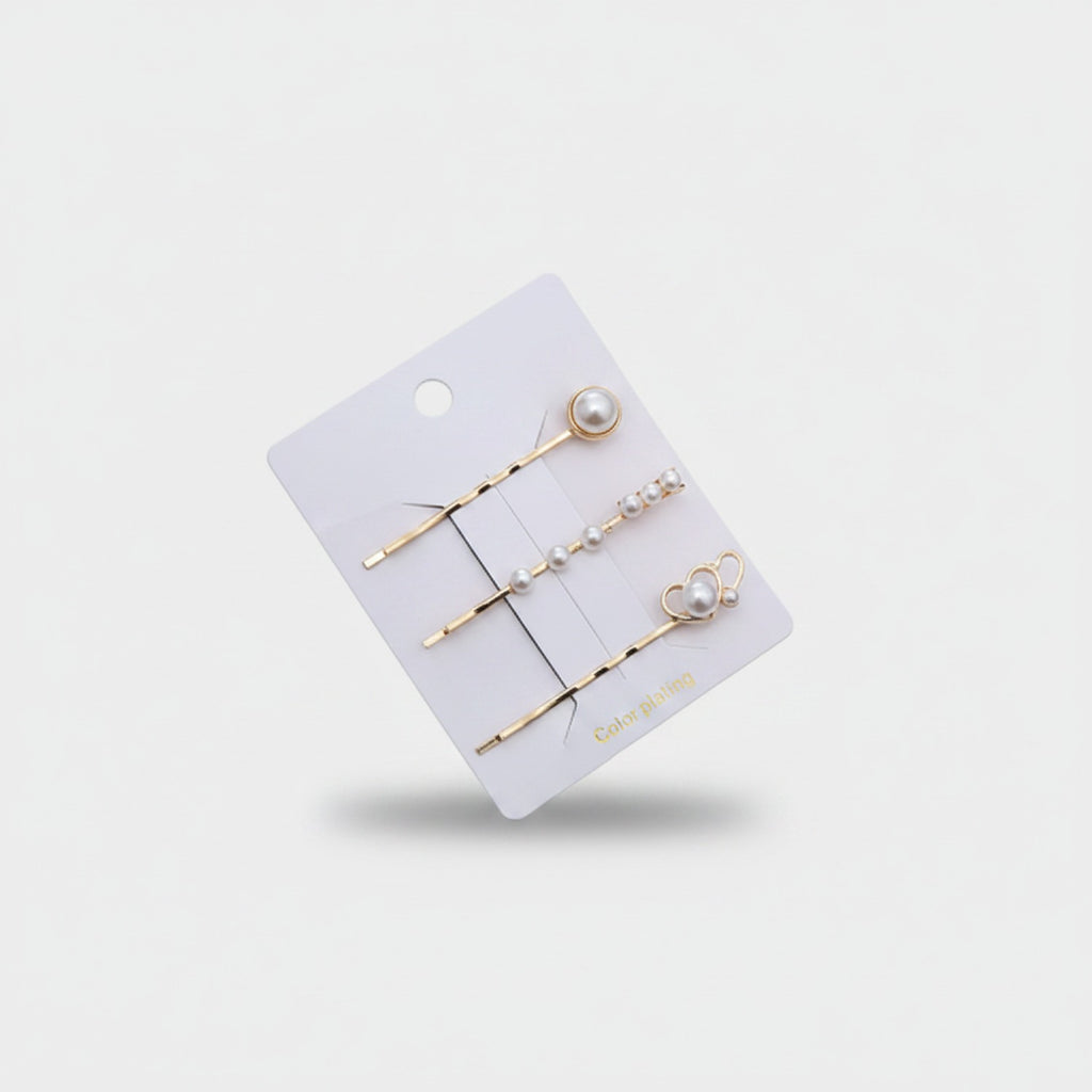 Pearl & Gold Hair Clip Set