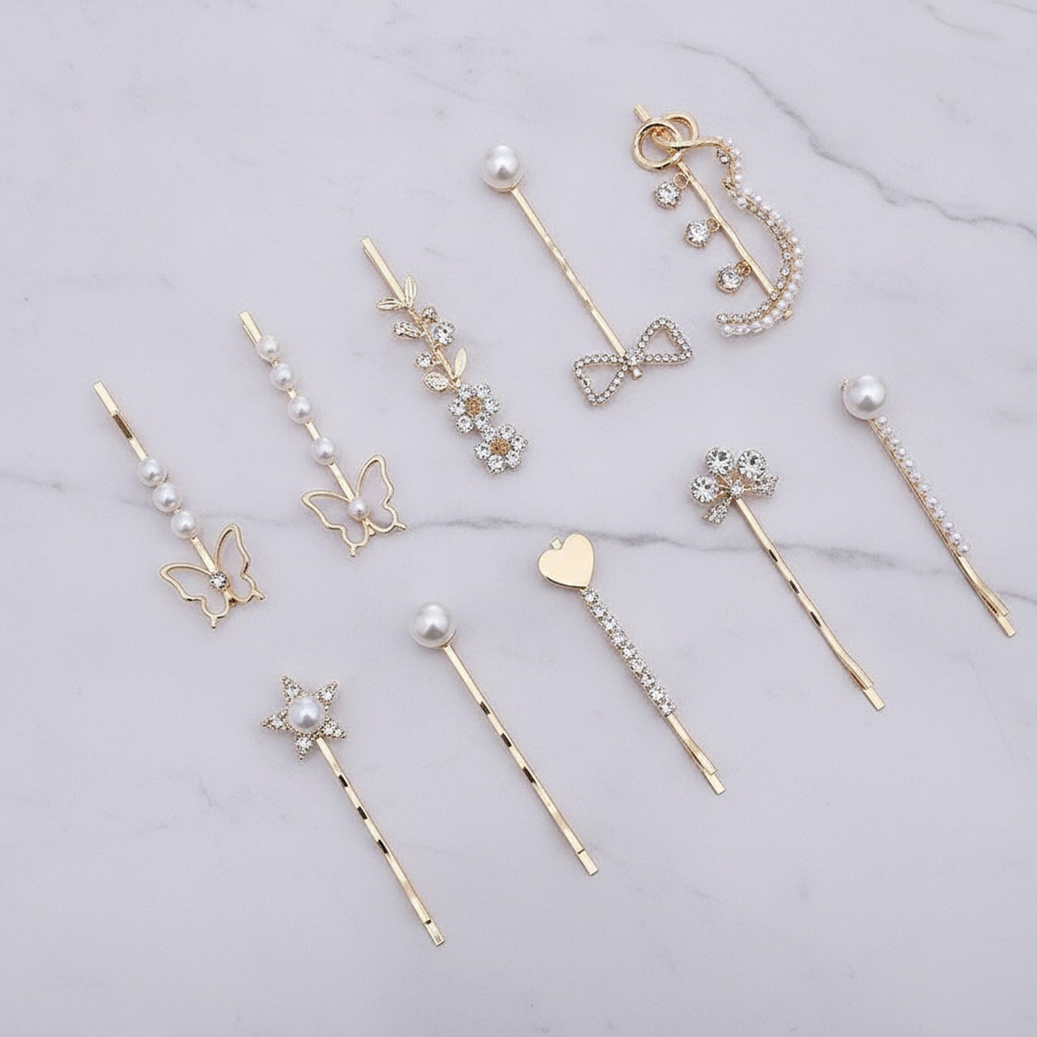 Pearl & Gold Hair Clip Set