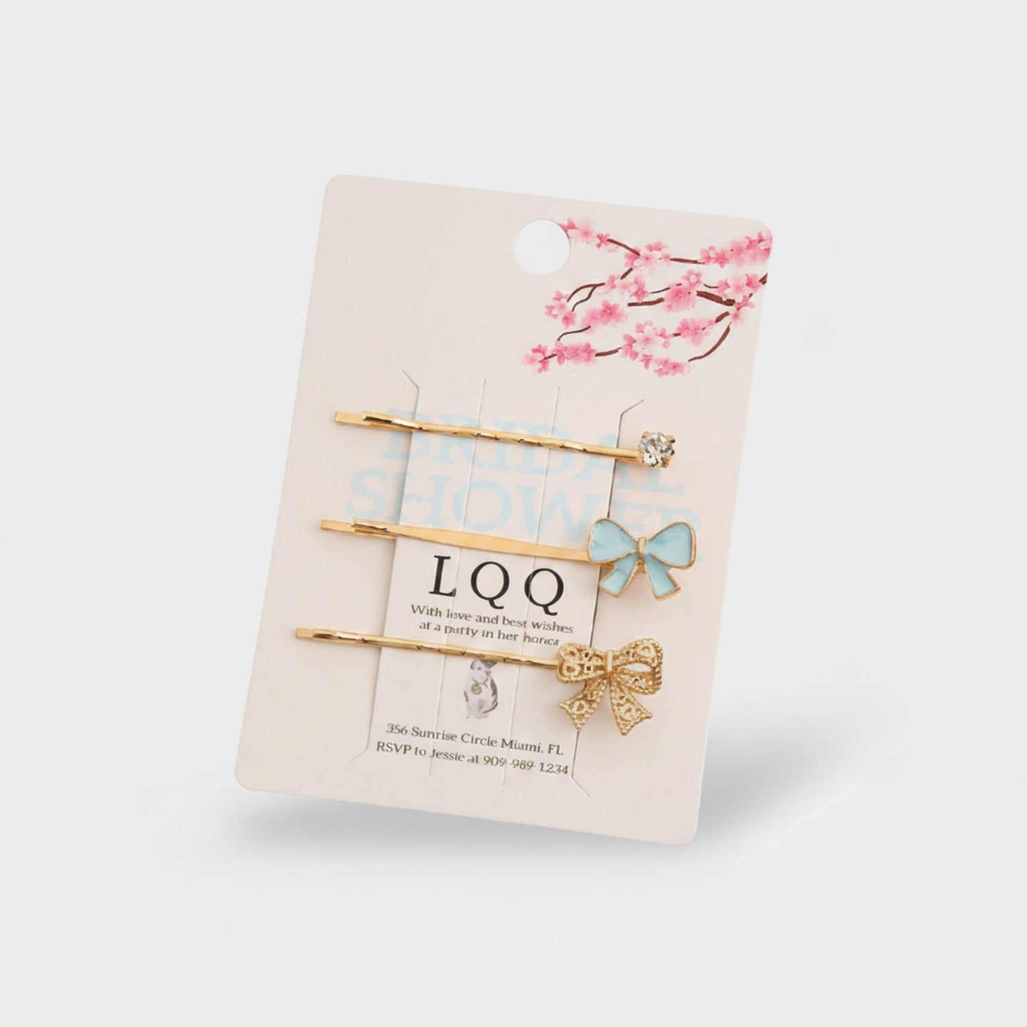 Gold Bow Butterfly Hair Clips Set With Rhinestones
