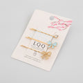 Gold Bow Butterfly Hair Clips Set With Rhinestones – hair accessories (view 1)
